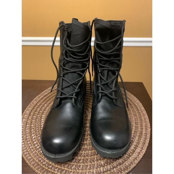 Vintage Militaria 1984 Vietnam War Spike Proof Jungle Boots 10.5 R Black  EUC main image 9
